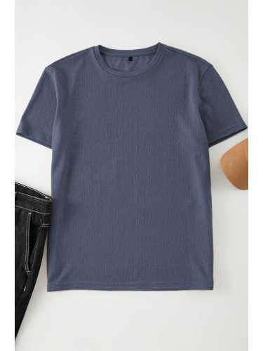 Trendyol Navy Blue Oversize/Wide Textured Cut T-shirt