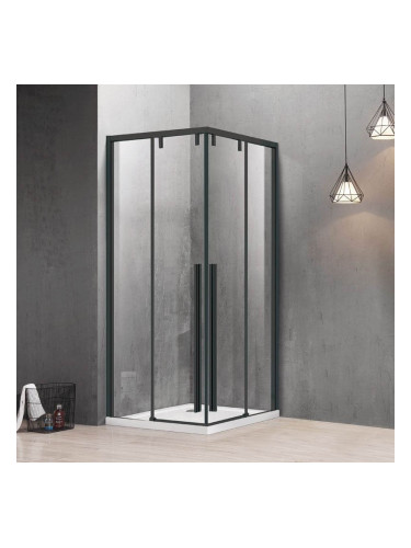 Квадратна душ кабина Черен мат Santorini 100 Nero