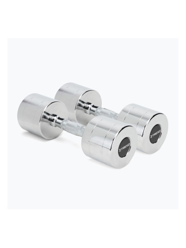 Хромирани дъмбели TREXO 2х10 kg silver