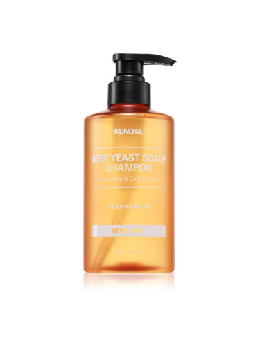 KUNDAL Beer Yeast Hair Loss Relief Shampoo стимулиращ и освежаващ шампоан против косопад с аромат Herb Mint 500 мл.