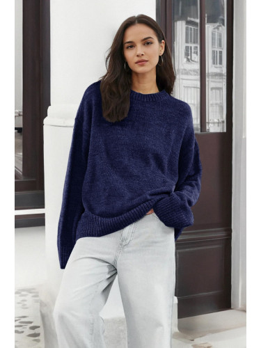 Trendyol Navy Blue Wide Pattern Crew Neck Knitwear Sweater