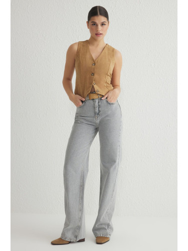 Trendyol Gray High Waist Wide Leg Jeans