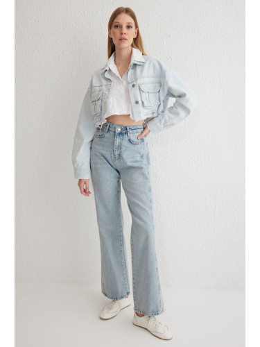 Trendyol Light Blue High Waist Wide Leg Jeans