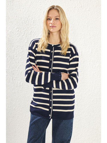 Trendyol Navy Blue Knit Striped Cardigan