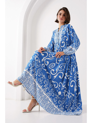 Bigdart 2423 Authentic Patterned Dress - B. Indigo