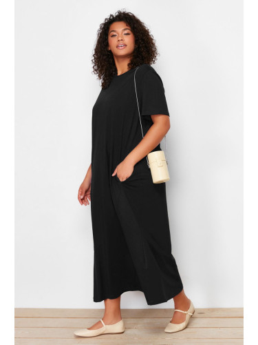 Trendyol Curve Black Jersey Knit Plus Size Dress