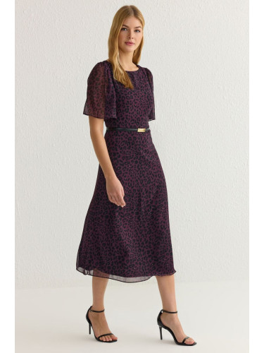 Trendyol Purple Animal Midi Woven Dress