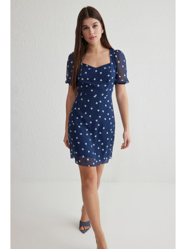 Trendyol Dark Navy Heart Mini Woven Dress