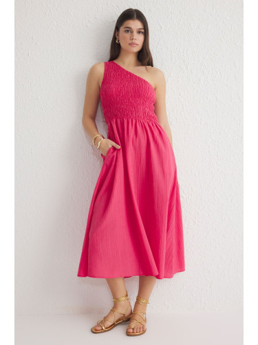 Trendyol Fuchsia Plain Midi Woven Dress