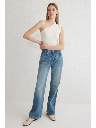 Trendyol Blue High Waist Wide Leg Jeans