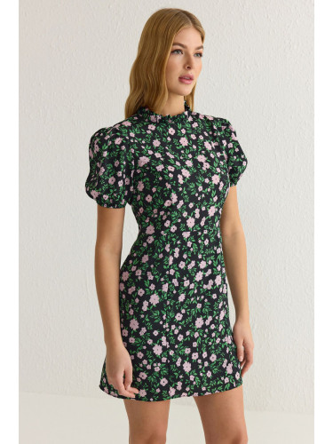 Trendyol Black Floral Mini Woven Dress