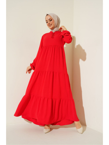 Bigdart 1627 Collar Lace-Up Hijab Dress - Red