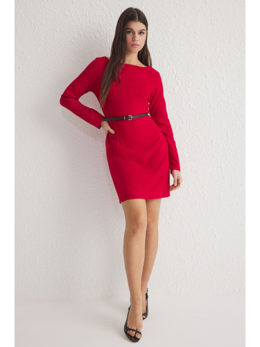 Trendyol Red Belted Bodycon Mini Woven Dress