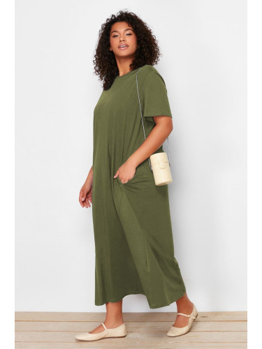 Trendyol Curve Khaki Supreme Knit Plus Size Dress