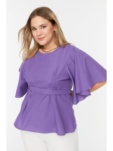 Trendyol Curve Purple Woven Tie Detail Blouse