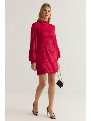 Trendyol Claret Red Animal A Cut Mini Woven Dress