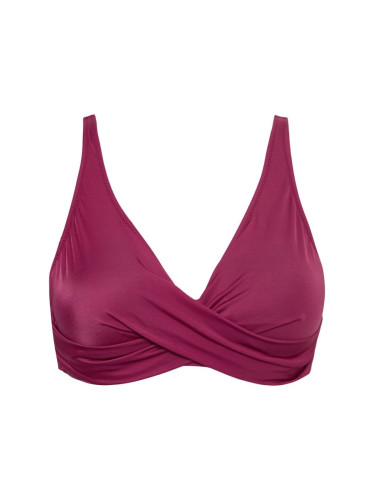 Trendyol Curve Purple Deep V Pleated Plus Size Bikini Top