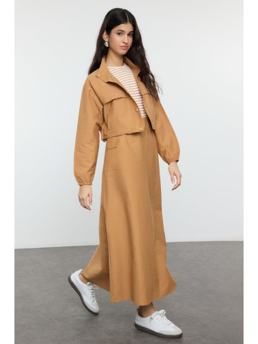 Trendyol Camel Dress Jacket Top-Bottom Set