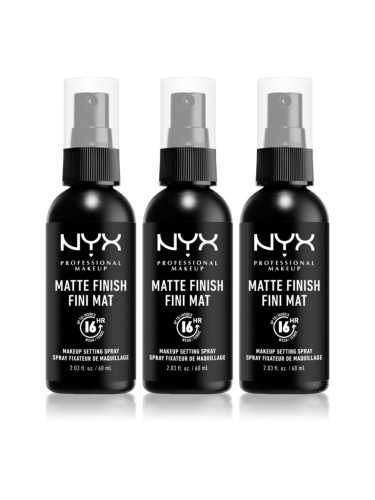 NYX Professional Makeup Makeup Setting Spray Matte спрей за фиксация 3x60 мл.