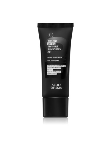 Allies of Skin Deluxe The One SPF 50 Invisible Sunscreen Gel слънцезащитен крем за лице с висока UV защита SPF 50 20 мл.