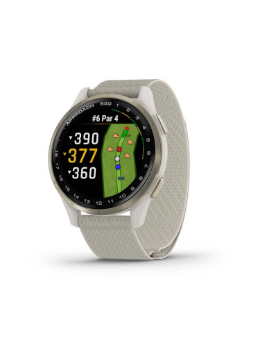 Garmin Approach® S50 - Approach® S50 - Cream Gold Aluminium безел с Ivory ComfortFit Nylon каишка 010-03010-01