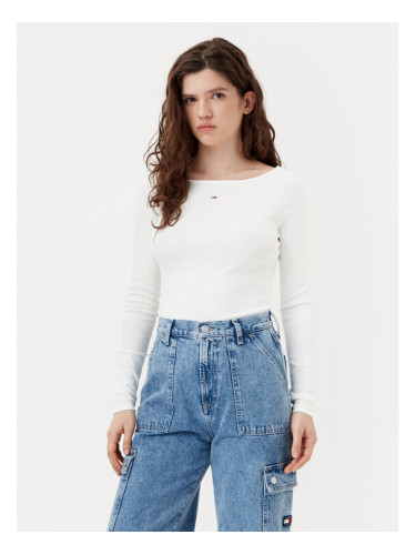 Tommy Jeans Блуза DW0DW21350 Екрю Slim Fit