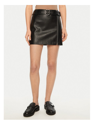 HUGO Кожена пола mini 50533859 Черен Regular Fit