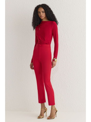 Trendyol Red Shirred Snap Knit