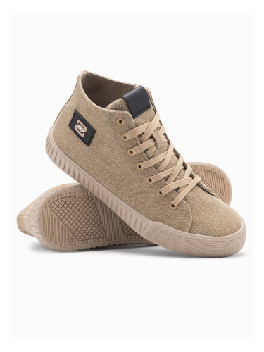 Ombre Men's canvas high top sneakers shoes - light brown
