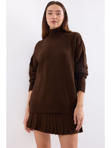 Bigdart 15891 Sweater Skirt Knitwear Two Piece Set - Brown