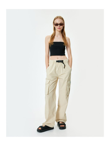 Koton Oversize Cargo Parachute Trousers with Elastic Waist Belt and Pocket Detail