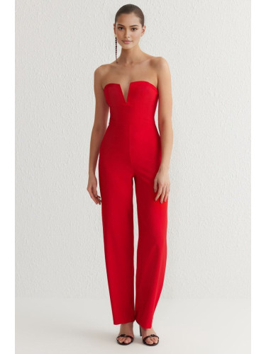 Trendyol Red Strapless Woven Jumpsuit