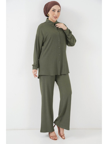 Bigdart T5858 Knitted Hijab Two Piece Suit - Khaki