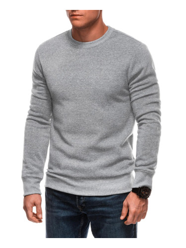 Edoti Men's solid BASIC round neck sweatshirt - grey melange