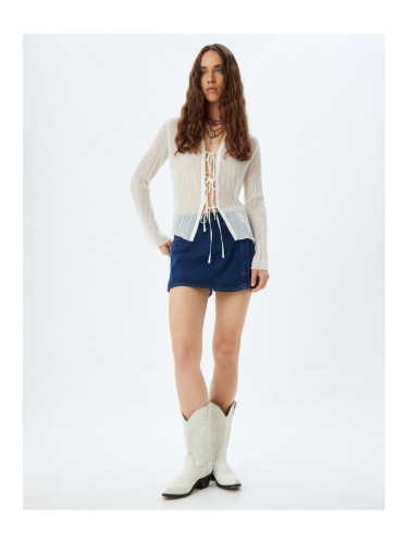 Koton Pocket Detailed Mini Denim Shorts Skirt Standard Waist