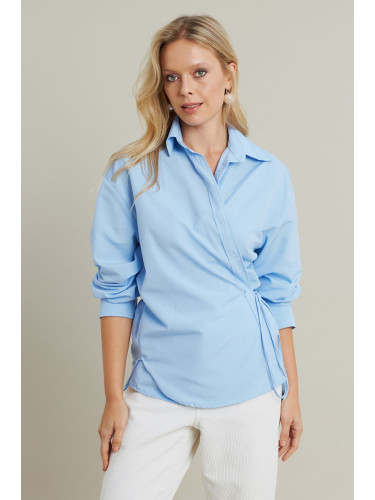 Cool & Sexy Women's Baby Blue Tie Detail Shirt