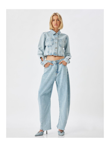 Koton High Waist Cut Leg Buttoned Jeans - Balloon Fit Jeans