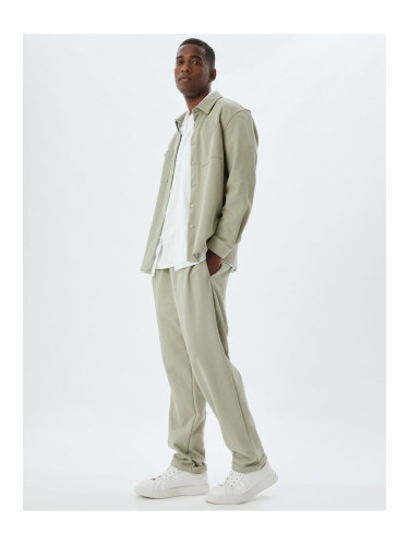 Koton Slim Fit Trousers with Waist Tie and Pocket Detail, Cotton Blend