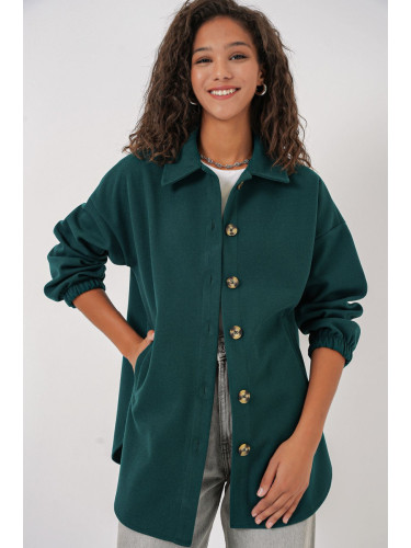 Bigdart 0674 Oversize Shirt with Pocket - Y.Emerald