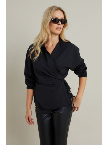 Cool & Sexy Women's Black Tie Detail Shirt