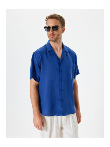 Koton Linen Shirt Basic Turn-down Collar