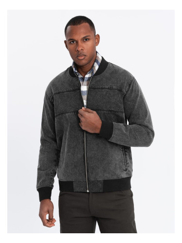 Ombre Men's denim jacket katana with cargo pockets and hood