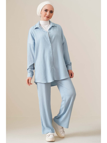 Bigdart T5858 Knitted Hijab Two Piece Suit - Light Blue