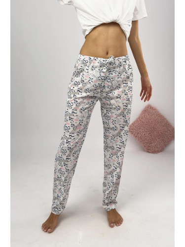 80156 Dewberry Women Pyjama Bottom-WHITE-GREY