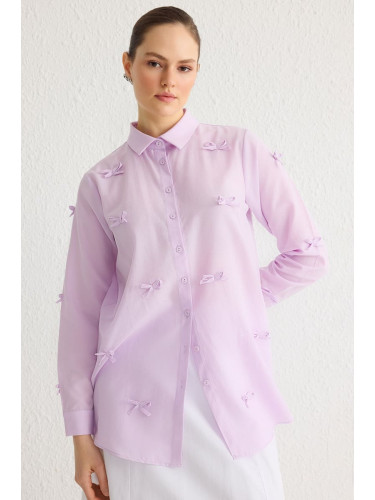 Trendyol Lilac Bow Detailed Woven Shirt