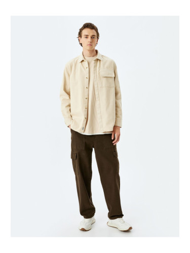 Koton Cotton Long Sleeve Shirt with Flap Pocket Detail