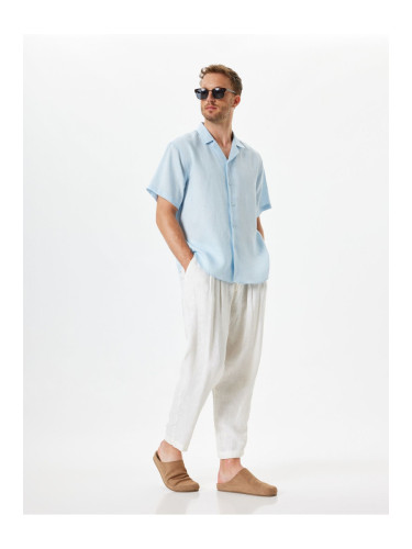 Koton Linen Shirt Basic Turn-down Collar