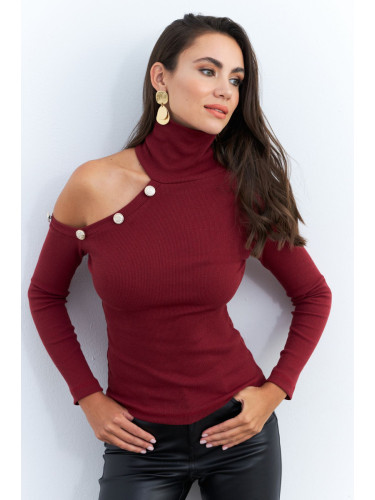 Cool & Sexy Women's Burgundy One Shoulder Open Camisole Fisherman Blouse