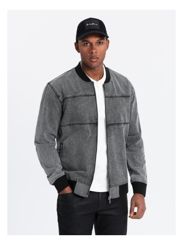 Ombre Men's denim jacket katana with cargo pockets and hood