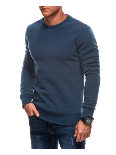 Edoti Men's uniform BASIC round neck sweatshirt - navy blue